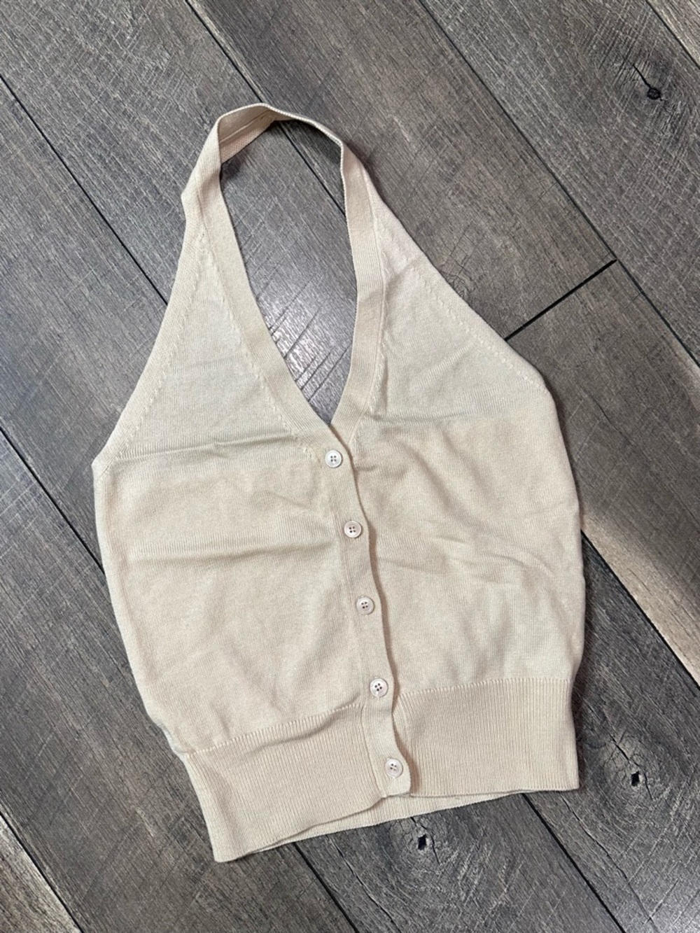 Olivaceous Halter Lightweight Sweater Tank Top